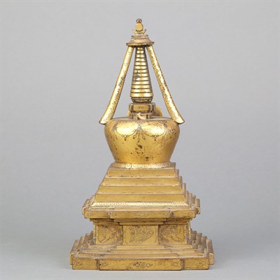 Lot 38 - Mongolian Gilt-Bronze Stupa 18th Century The...