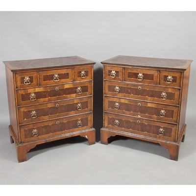 Lot 294 - Pair of William and Mary Style Inlaid Walnut...