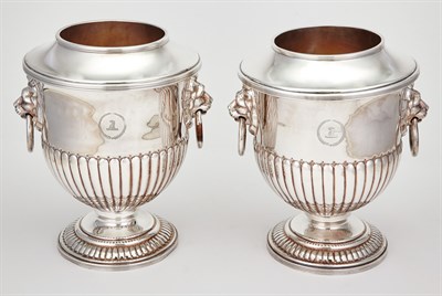 Lot 494 - Pair of Silver Plated Wine Coolers Each of urn...