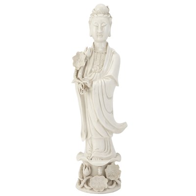 Lot 253 - Chinese White Glazed Porcelain Figure of...