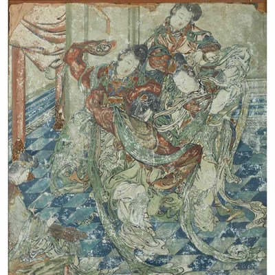Lot 240A - Chinese Painted Wall Fresco Ming Dynasty...