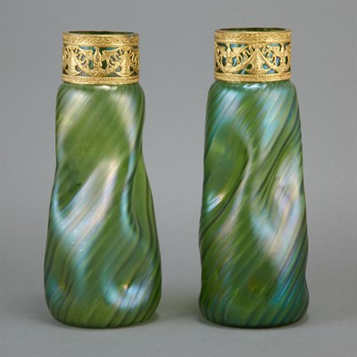Lot 392 - Pair of Bohemian Art Nouveau Gilt-Metal...