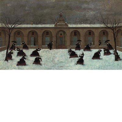 Lot 98 - Nino Caffe Italian, 1909-1975 Neve Nel Cortile...