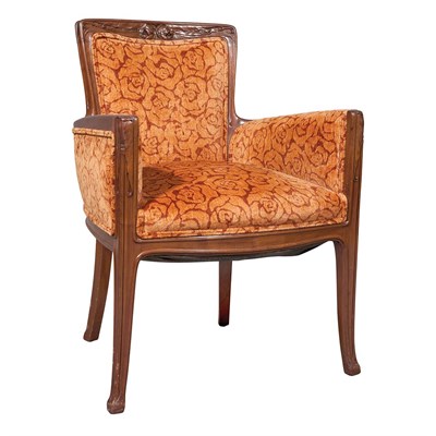 Lot 418 - French Art Nouveau Carved Mahogany Bergere...