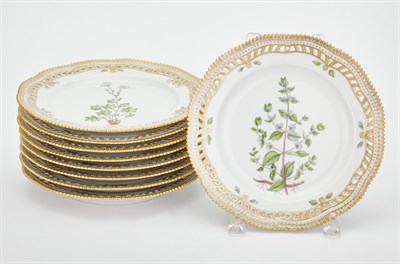 Lot 421 - Set of Nine Royal Copenhagen Flora Danica...