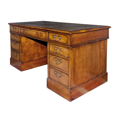 Lot 305 - English Walnut Double-Pedestal Desk 19th...