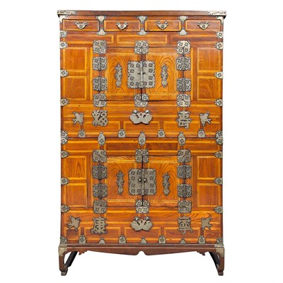 Lot 401 - Korean Brass Bound Softwood Chest Height 56...