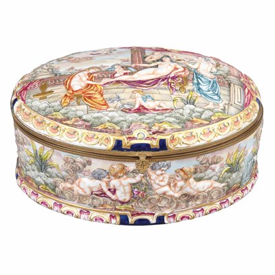 Lot 140 - Capodimonte Gilt-Bronze Mounted Porcelain Box...