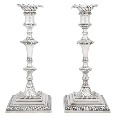 Lot 505 - Pair of George III Silver Candlesticks...