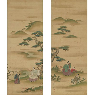 Lot 5 - Japanese School 19th Century Hanging scrolls:...