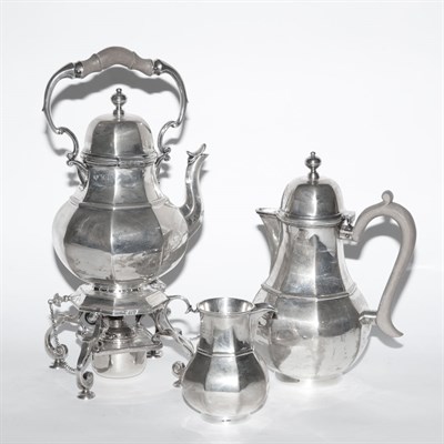 Lot 421 - English Silver Six-Piece Tea and Coffee...