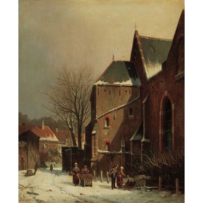 Lot 72 - Adrianus Eversen Dutch, 1818-1897 Dutch Street...