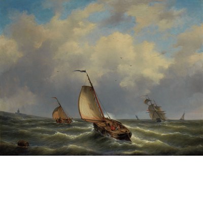 Lot 80 - Gerardus Hendriks Dutch, 1804-1859 A Ship and...