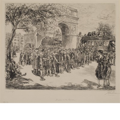 Lot 168 - John Sloan BUSSES IN WASHINGTON SQUARE (M....