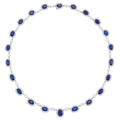 Lot 243 - Platinum, Sapphire and Diamond Necklace