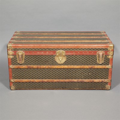 Lot 378 - Goyard Style Leather Trunk Height 18 1/2...