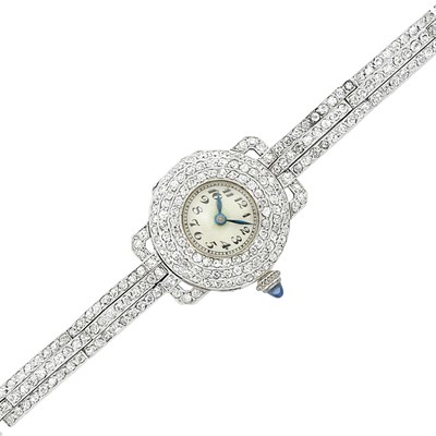 Lot 427 - Platinum and Diamond Wristwatch