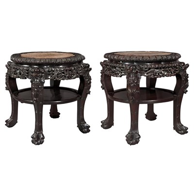 Lot 211 - Pair of Chinese Hardwood Low Side Tables First...