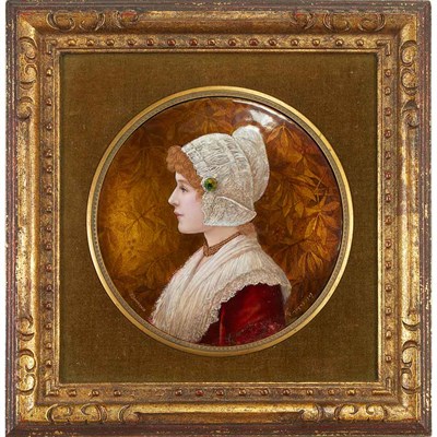 Lot 313 - Framed Limoges Enameled Portrait Plaque P....