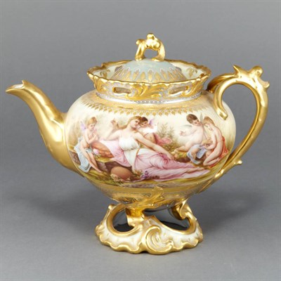 Lot 487 - Vienna Style Gilt and Polychrome Decorated...