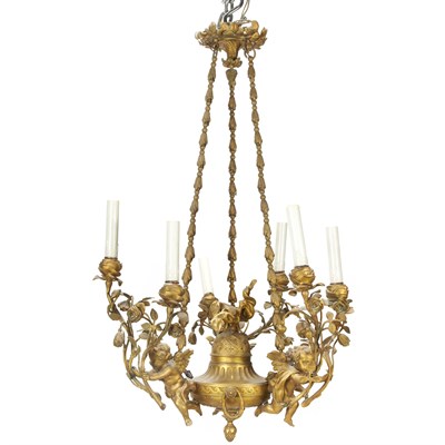 Lot 340 - Louis XVI Style Gilt-Metal Six-Light...