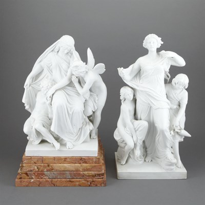 Lot 560 - Two Meissen Bisque Porcelain Figural Groups...