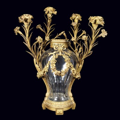 Lot 378 - Louis XVI Style Gilt-Bronze and Cut Glass Vase...