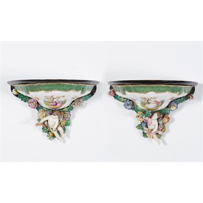 Lot 750 - Pair of Continental Gilt and Polychrome...