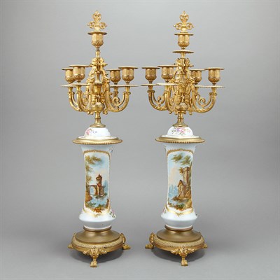 Lot 565 - Pair of Continental Gilt-Bronze Mounted...