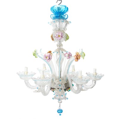 Lot 339 - Venetian Glass Six-Light Chandelier Third...
