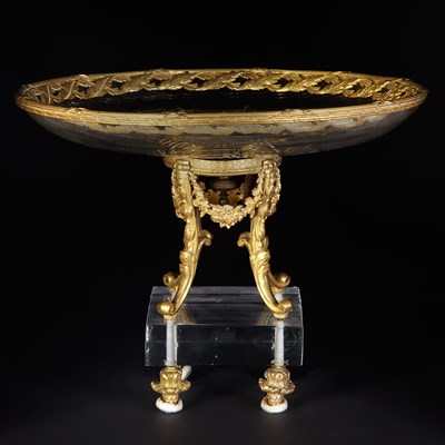 Lot 567 - Gilt-Metal Mounted Glass Compote Centering a...