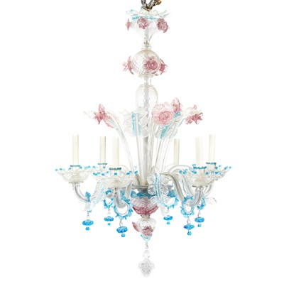 Lot 332 - Venetian Glass Six-Light Chandelier Third...