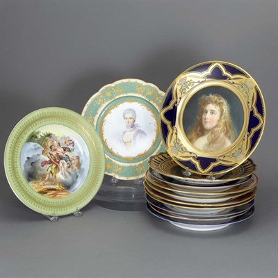 Lot 551 - Group of Twelve Continental Painted Porcelain...