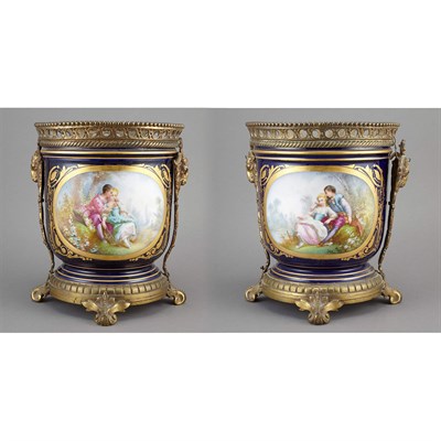 Lot 500 - Pair of Sevres Style Gilt-Metal Mounted...