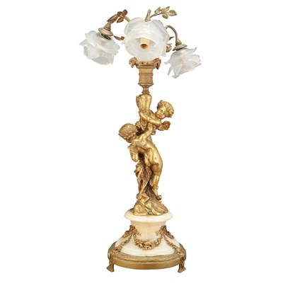 Lot 505 - Louis XVI Style Gilt-Bronze and Onyx Figural...