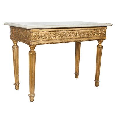 Lot 468 - Louis XVI Style Carved and Giltwood Console...