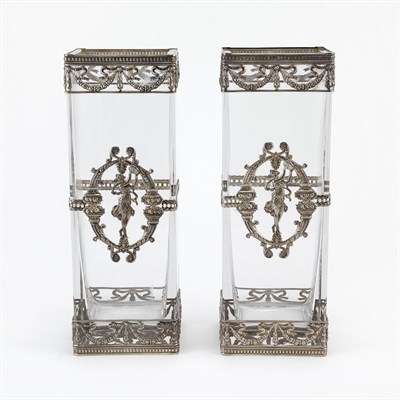 Lot 229 - Pair of American Sterling Silver Mounted Glass...