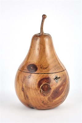 Lot 351 - Turned Fruitwood Tea Caddy Of pear form, with...