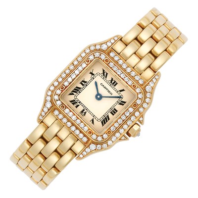 Lot 223 - Lady's Gold and Diamond 'Panther' Wristwatch, Cartier