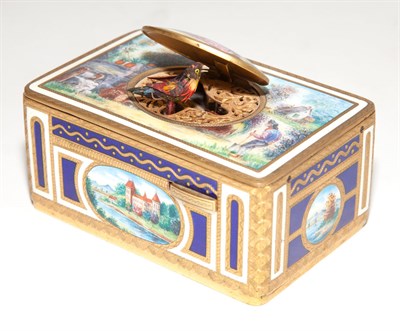 Lot 565 - German Gilt-Metal and Enamel Singing Bird...