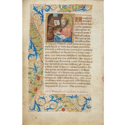 Lot 102 - [MANUSCRIPT] Illuminated leaf on vellum...