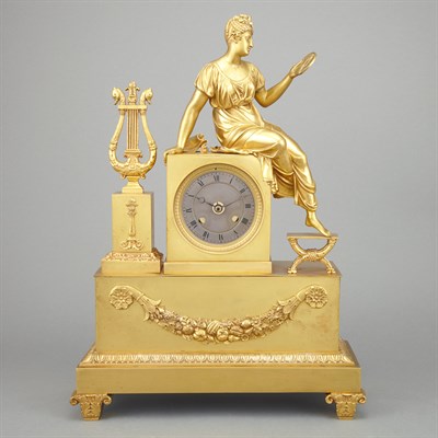 Lot 296 - Louis Philippe Gilt-Brass Figural Mantel Clock...
