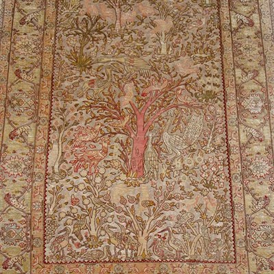 Lot 579 - Silk and Metallic Thread Turkish Rug Turkey,...