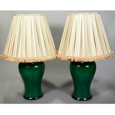 Lot 182 - Pair of Chinese Style Green Glazed Porcelain...
