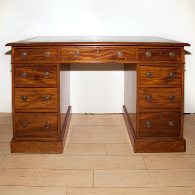 Lot 190 - George III Style Mahogany Double-Pedestal Desk...