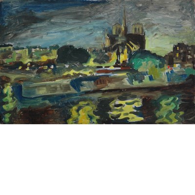 Lot 27 - French School 20th Century View of a Cathedral...