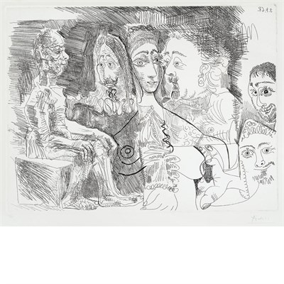 Lot 125 - Pablo Picasso VIEILLARD FANTASMANT: COURTISANE...