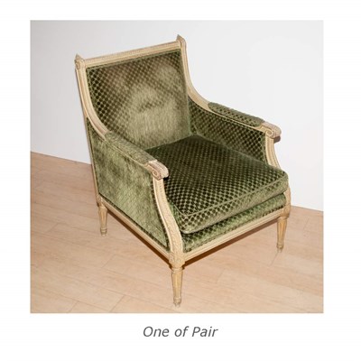 Lot 144 - Pair of Louis XVI Style Painted Bergeres
