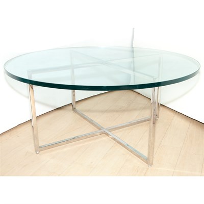 Lot 163 - Glass Top Metal Low Table Contemporary Height...