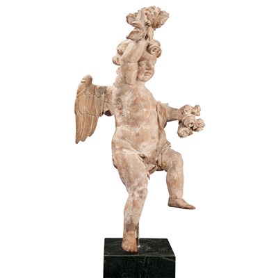 Lot 296 - Continental Oak Fragmentary Figure of a Putto...